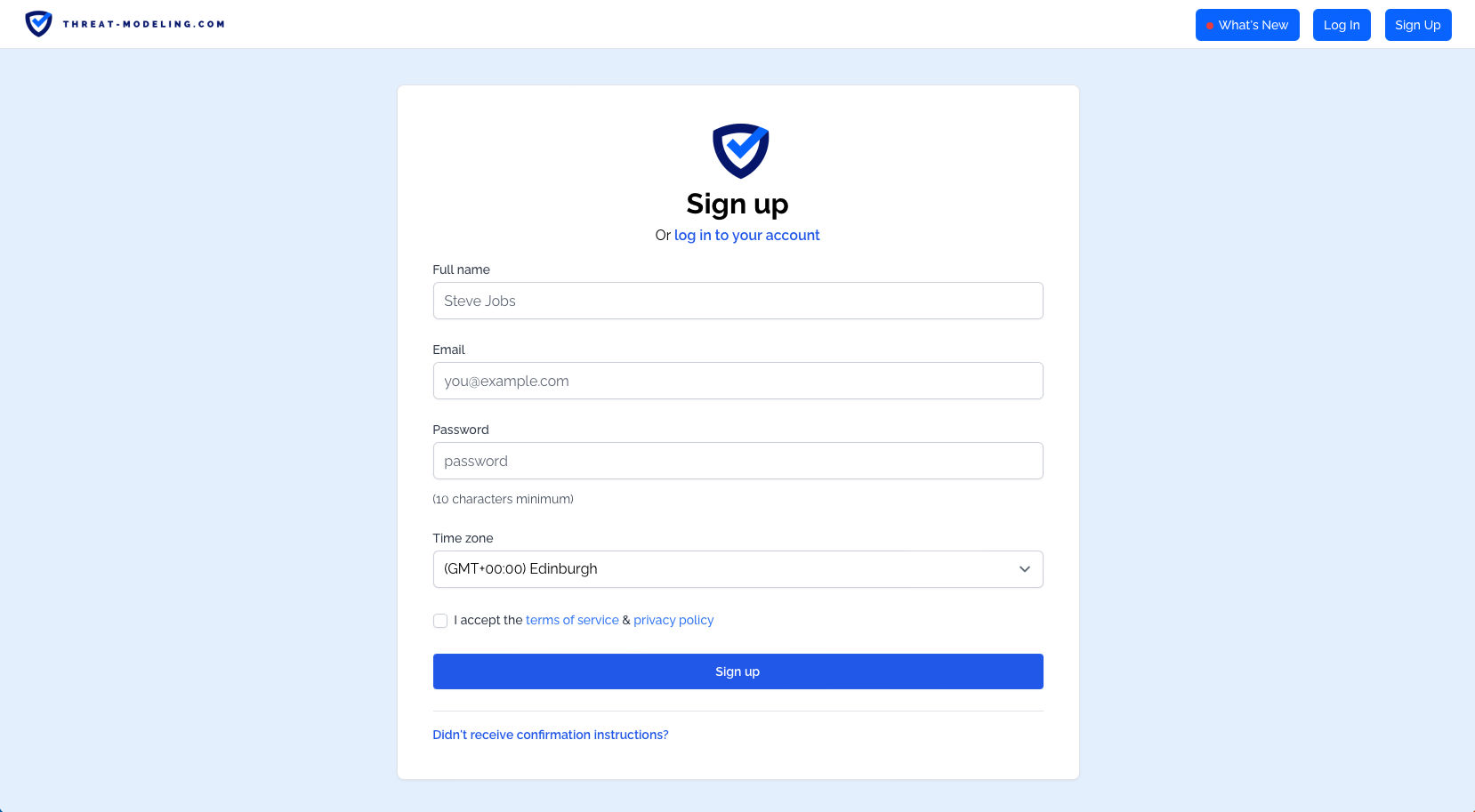 Sign Up Threat Modeling with STRIDE using a Threat Modeling Tool